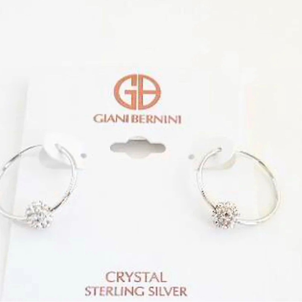 Giani Bernini Silver Crystal Hoop Earrings